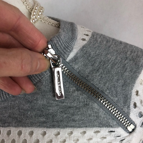 Michael Kors Cut Out Holes Gray and White Stripped - Picture 5 of 7